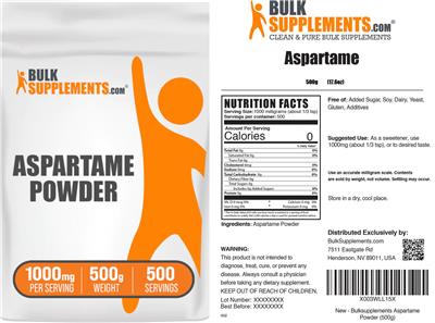 Aspartame Powder 1000 mg label