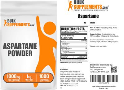 Aspartame Powder 1000 mg label