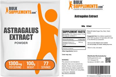 Astragalus Extract Powder 1300 mg label
