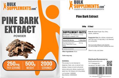 Pine Bark Extract Powder 250 mg label