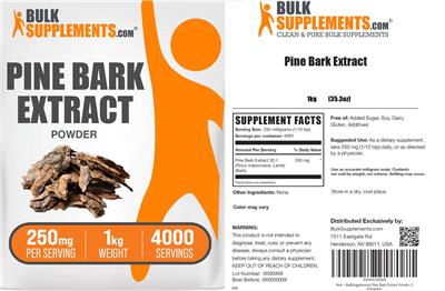 Pine Bark Extract Powder 250 mg label