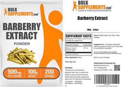 Barberry Extract Powder 500 mg label