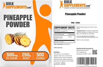 Pineapple Powder 500 mg label