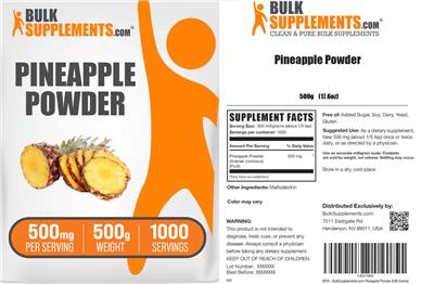 Pineapple Powder 500 mg label