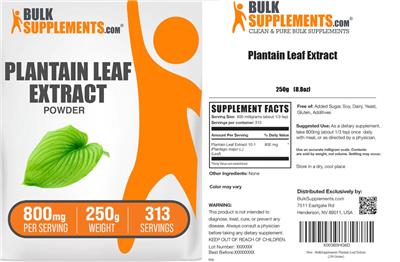 Plantain Leaf Extract Powder 800 mg label