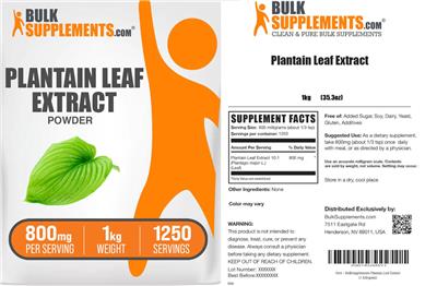 Plantain Leaf Extract Powder 800 mg label