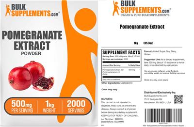 Pomegranate Extract Powder 500 mg label