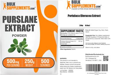Purslane Extract Powder 500 mg label