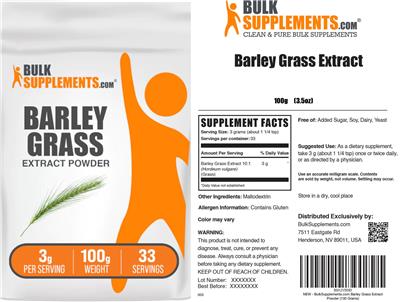 Barley Grass Extract Powder 3 g label