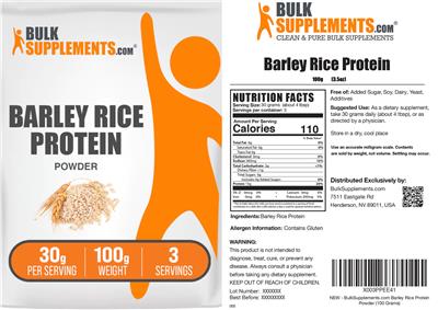 Barley Rice Protein Powder 30 g  label