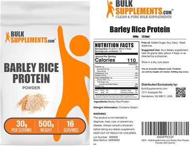 Barley Rice Protein Powder 30 g label