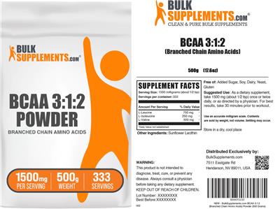 BCAA 3:1:2 Powder 1500 mg label