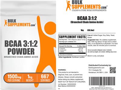 BCAA 3:1:2 Powder 1500 mg label