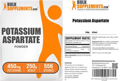 Potassium Aspartate Powder 450 mg label