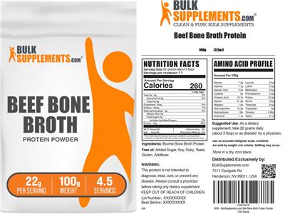 Beef Bone Broth Protein Powder 22 g label