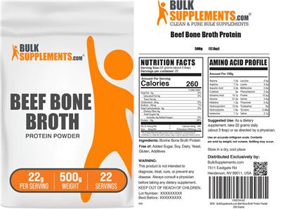 Beef Bone Broth Protein Powder 22 g label