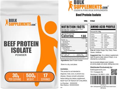 Beef Protein Isolate Powder 30 g label