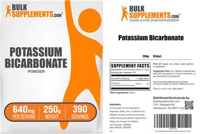 Potassium Bicarbonate Powder 640 mg label