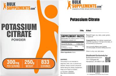 Potassium Citrate Powder 300 mg label