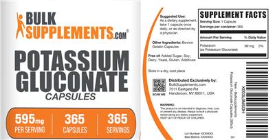 Potassium Gluconate 595 mg Capsules label
