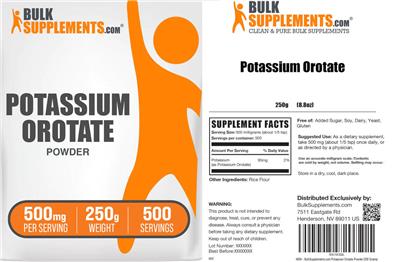 Potassium Orotate Powder 500 mg label