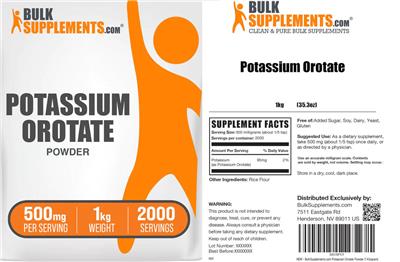 Potassium Orotate Powder 500 mg label
