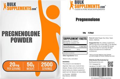 Pregnenolone Powder 20 mg label