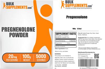 Pregnenolone Powder 20 mg label