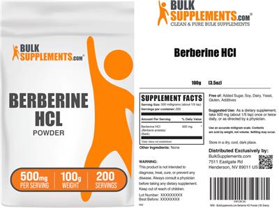 Berberine HCL Powder 500 mg label