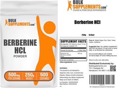 Berberine HCL Powder 500 mg label