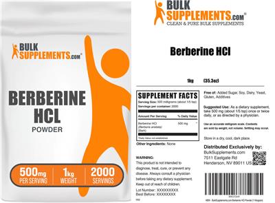 Berberine HCl Powder 500 mg label