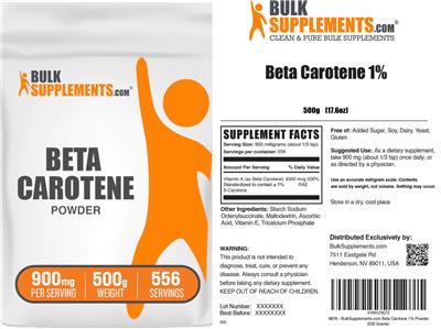 Beta Carotene 1% Powder 900 mg label