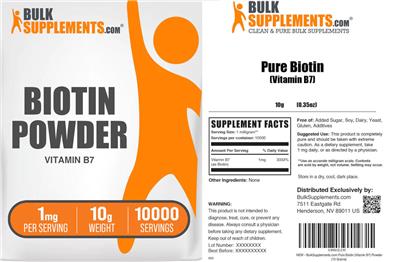 Pure Biotin Powder 1 mg label