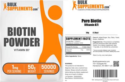 Biotin Powder 1 mg label