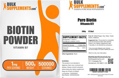 Biotin Powder 1 mg label