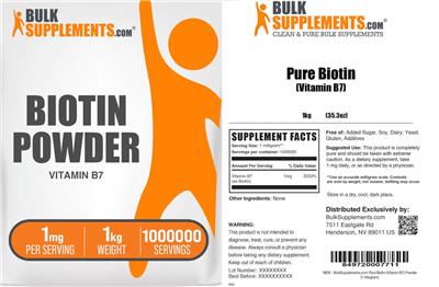 Biotin Powder 1 mg label