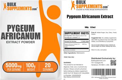 Pygeum Africanum Extract Powder 5000 mg label