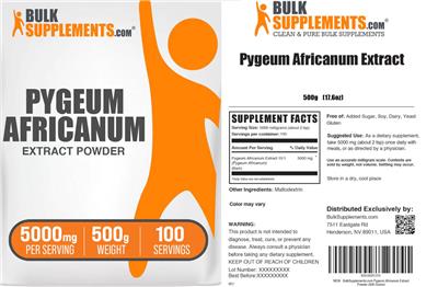 Pygeum Africanum Extract Powder 5000 mg label