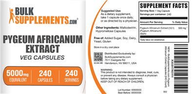 Pygeum Africanum Extract Veg Capsules 5000 mg label