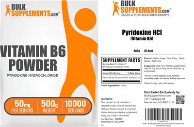 Vitamin B6 Powder 50 mg label