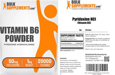 Vitamin B6 Powder 50 mg label
