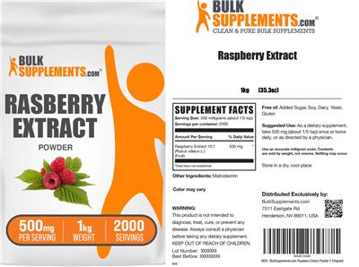 Raspberry Extract Powder 500 mg label