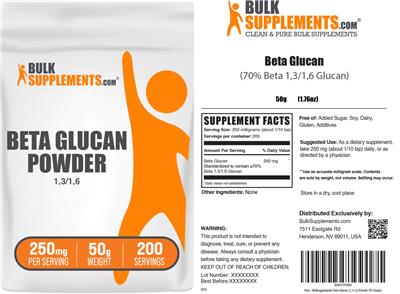 Beta Glucan Powder 250 mg label