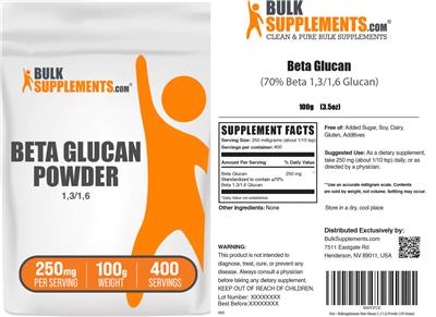 Beta Glucan Powder 250 mg label