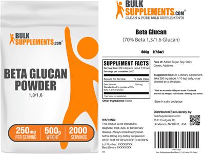 Beta Glucan Powder 250 mg label