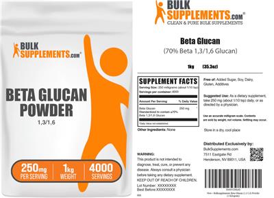 Beta Glucan Powder 250 mg label