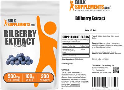 Bilberry Extract Powder 500 mg label