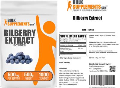 Bilberry Extract Powder 500 mg label