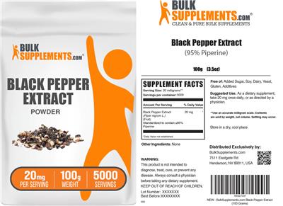 Black Pepper Extract Powder 20 mg label