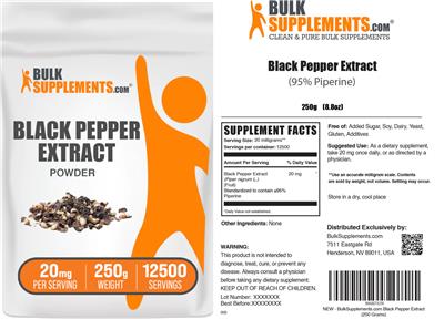 Black Pepper Extract Powder 20 mg label